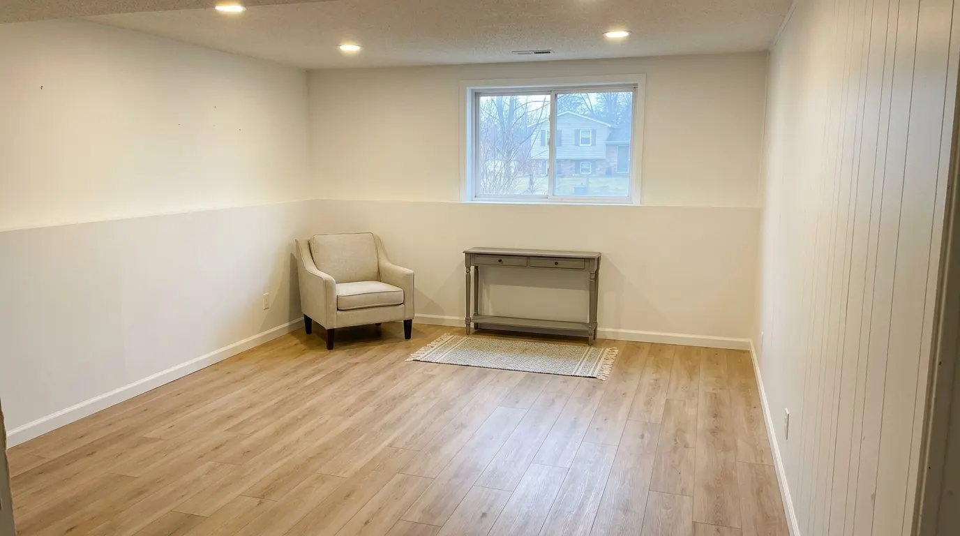 Same basement extracted, disinfected and dry after cleanup
